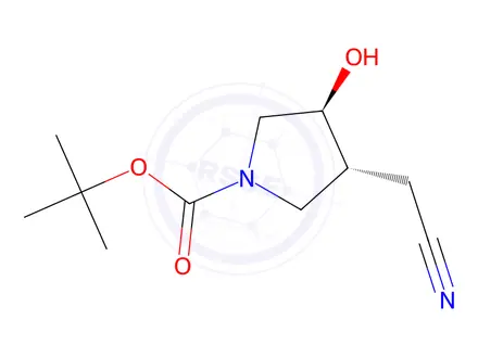 Chemical structure of Tert-butyl (3R,4S)-3-(cyanomethyl)-4-hydroxypyrrolidine-1-carboxylate