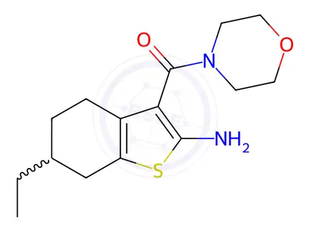 Chemical structure of 6-Ethyl-3-(morpholin-4-ylcarbonyl)-4,5,6,7-tetrahydro-1-benzothien-2-ylamine