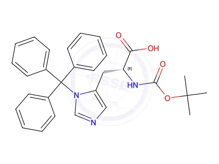 Chemical structure of N-(tert-butoxycarbonyl)-N-trityl-D-histidine