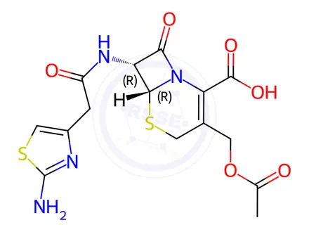 Chemical structure of 3-acetoxy cefotiam reference substance