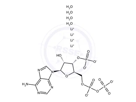 Chemical structure of 3'-Phosphoadenosine-5'-phosphosulfate lithium salt hydrate