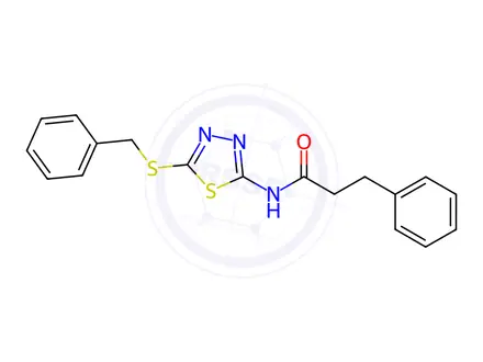 Chemical structure of N-(5-(Benzylthio)-1,3,4-thiadiazol-2-yl)-3-phenylpropanamide