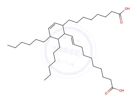 Chemical structure of 6-(9-carboxy-1-nonenyl)-4,5-dihexylcyclohex-2-ene-1-octanoic acid