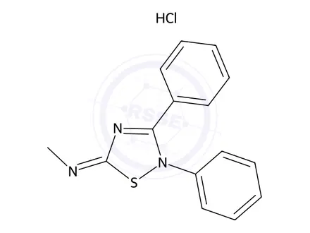 Chemical structure of N-Methyl-2,3-diphenyl-1,2,4-thiadiazol-5(2H)-imine hydrochloride