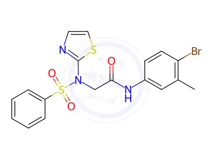 Chemical structure of Acetamide, N-(4-bromo-3-methylphenyl)-2-[(phenylsulfonyl)-2-thiazolylamino]-