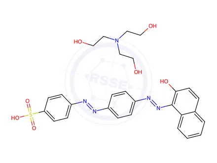 Chemical structure of p-[[4-[(2-hydroxy-1-naphthyl)azo]phenyl]azo]benzenesulphonic acid, compound with 2,2',2''-nitrilotriethanol (1:1)