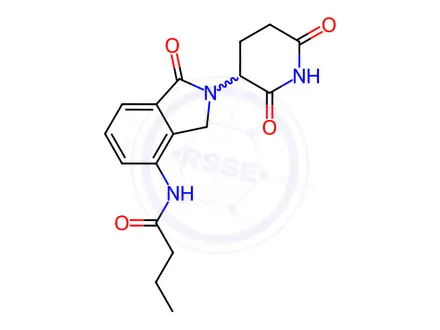 Chemical structure of N-[2-(2,6-dioxo-3-piperidyl)-1-oxo-isoindolin-4-yl]butanamide