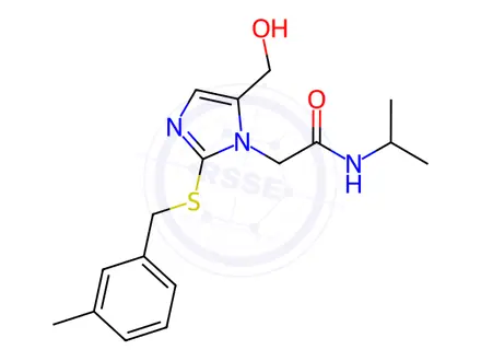 Chemical structure of 2-(5-(Hydroxymethyl)-2-((3-methylbenzyl)thio)-1H-imidazol-1-yl)-N-isopropylacetamide