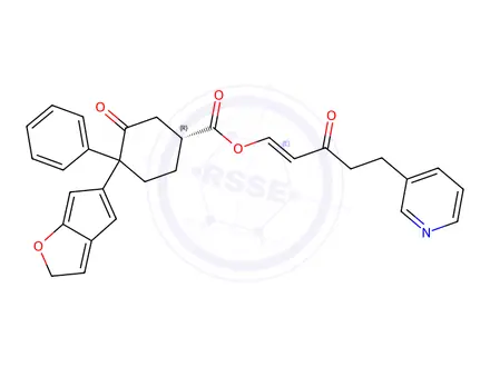 Chemical structure of 3A,4,5,6a-hexahydro-2-oxo-4-(3-oxo-5-(3-pyridyl)-1-pentenyl)-2H-cyclopenta(b)furan-5-yl(1,1'-biphenyl)-4-carboxylate