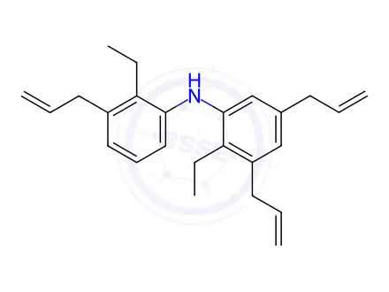 Chemical structure of Benzenamine, 2-ethyl-N-(2-ethylphenyl)-, (tripropenyl) derivs.