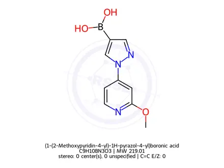 Chemical structure of (1-(2-Methoxypyridin-4-yl)-1H-pyrazol-4-yl)boronic acid