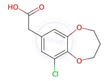 Chemical structure of (9-Chloro-3,4-dihydro-2H-benzo[b][1,4]dioxepin-7-yl)-acetic acid