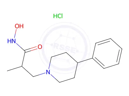 Chemical structure of 2-methyl-3-(4-phenylpiperidino)propionohydroxamic acid.HCl