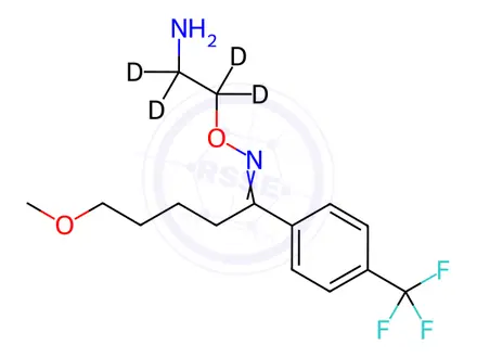 Chemical structure of 5-methoxy-1-(4-(trifluoromethyl)phenyl)pentan-1-one O-(2-aminoethyl-1,1,2,2-d4) oxime