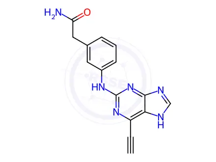 Chemical structure of 3-[(6-Ethynyl-9H-purin-2-yl)amino]benzeneacetamide
