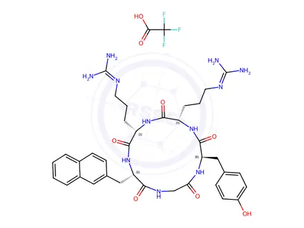 Chemical structure of Cyclo[3-(2-naphthalenyl)-D-alanylglycyl-D-tyrosyl-L-arginyl-L-arginyl], trifluoroacetate