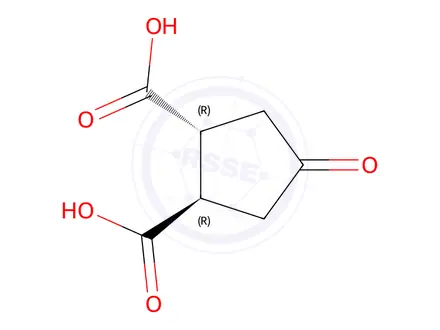 Chemical structure of 1,2-Cyclopentanedicarboxylic acid, 4-oxo-, (1R,2R)-