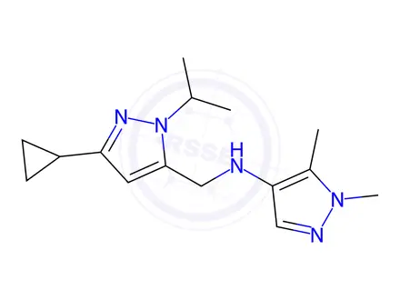 Chemical structure of N-[(3-cyclopropyl-1-isopropyl-1H-pyrazol-5-yl)methyl]-1,5-dimethyl-1H-pyrazol-4-amine