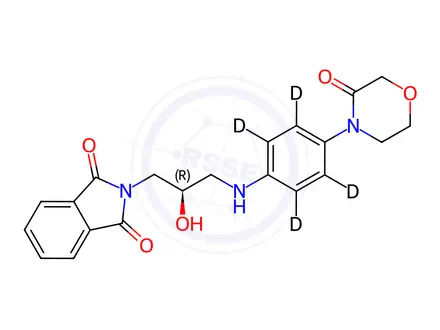 Chemical structure of 4-[((2R)-Hydroxy-3-phthalimido)propylamine]phenyl-3-morpholinone-d4