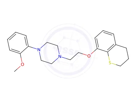Chemical structure of 1-(2-((3,4-Dihydro-2H-1-benzothiopyran-8-yl)oxy)ethyl)-4-(2-methoxyphe nyl)piperazine
