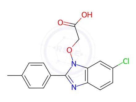 Chemical structure of 2-{[6-chloro-2-(4-methylphenyl)-1H-1,3-benzimidazol-1-yl]oxy}acetic acid