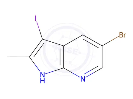Chemical structure of 5-Bromo-3-iodo-2-methyl-1H-pyrrolo[2,3-b]pyridine