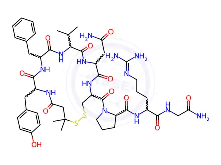 Chemical structure of 1-(7-(2-Amino-2-oxoethyl)-13-benzyl-16-(4-hydroxybenzyl)-10-isopropyl-20,20-dimethyl-6,9,12,15,18-pentaoxo-1,2-dithia-5,8,11,14,17-pentaazacycloicosane-4-carbonyl)-N-(1-((2-amino-2-oxoethyl)amino)-5-guanidino-1-oxopentan-2-yl)pyrrolidine-2-carboxamide