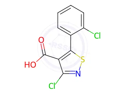 Chemical structure of 3-CHLORO-5-(2-CHLOROPHENYL)ISOTHIAZOLE-4-CARBOXYLIC ACID