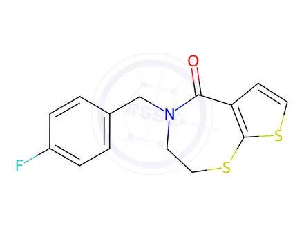 Chemical structure of 4-(4-Fluorobenzyl)-3,4-dihydrothieno[3,2-f][1,4]thiazepin-5(2H)-one