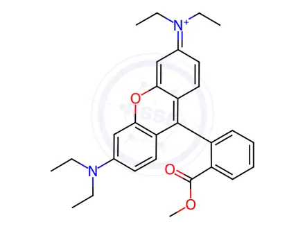 Chemical structure of Xanthylium, 3,6-bis(diethylamino)-9-2-(methoxycarbonyl)phenyl-, molybdatesilicate