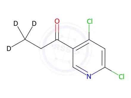 Chemical structure of Envudeucitinib intermediate (1-(4,6-dichloro-3-pyridinyl)-1-Propanone-3,3,3-d3)
