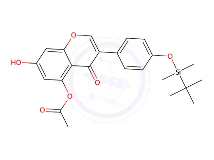 Chemical structure of 5-O-Acetyl-4’-O-tert-butyldimethylsilyl Genistein