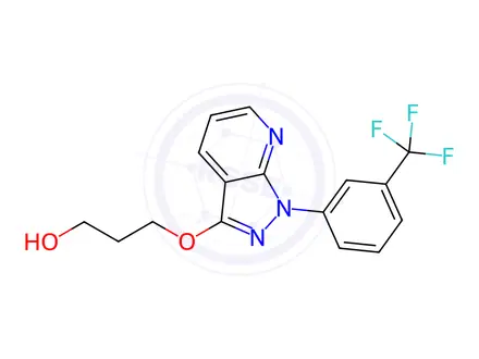 Chemical structure of 3-[[1-[3-(Trifluoromethyl)phenyl]-1H-pyrazolo[3,4-b]pyridin-3-yl]oxy]-1-propanol