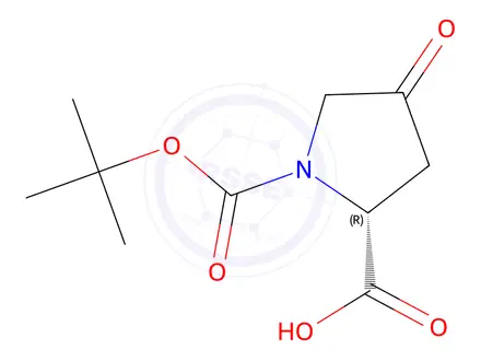 Chemical structure of (R)-1-(tert-Butoxycarbonyl)-4-oxopyrrolidine-2-carboxylic acid