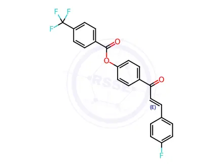 Chemical structure of 4-[3-(4-fluorophenyl)acryloyl]phenyl 4-(trifluoromethyl)benzoate