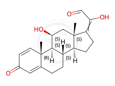 Chemical structure of (11-Beta)-11,20-dihydroxy-3-oxo-pregna-1,4,17(20)-trien-21-al