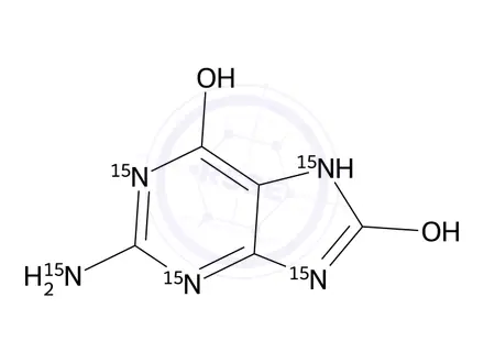 Chemical structure of 2-(15N)azanyl-7,9-dihydro-1H-purine-6,8-dione