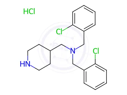 Chemical structure of N,N-Bis(2-chlorobenzyl)-1-(piperidin-4-yl)methanamine hydrochloride