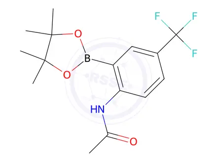 Chemical structure of N-(2-(4,4,5,5-Tetramethyl-1,3,2-dioxaborolan-2-yl)-4-(trifluoromethyl)phenyl)acetamide