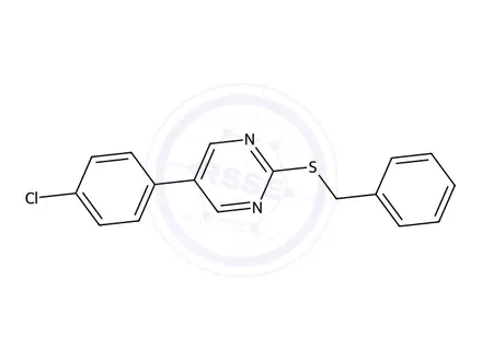 Chemical structure of 2-(Benzylsulfanyl)-5-(4-chlorophenyl)pyrimidine