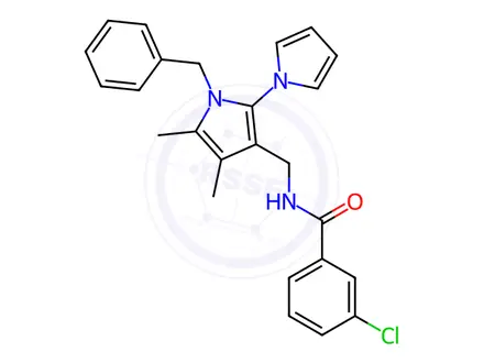 Chemical structure of N-((1'-benzyl-4',5'-dimethyl-1'H-[1,2'-bipyrrol]-3'-yl)methyl)-3-chlorobenzamide