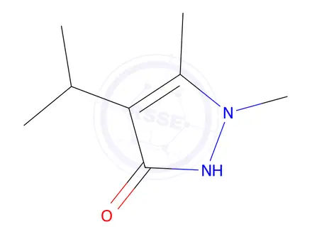 Chemical structure of 4-Isopropyl-1,5-dimethyl-1,2-dihydro-3-pyrazolon (PDP)