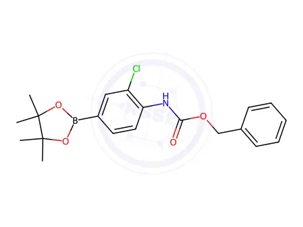 Chemical structure of Benzyl (2-chloro-4-(4,4,5,5-tetramethyl-1,3,2-dioxaborolan-2-yl)phenyl)carbamate