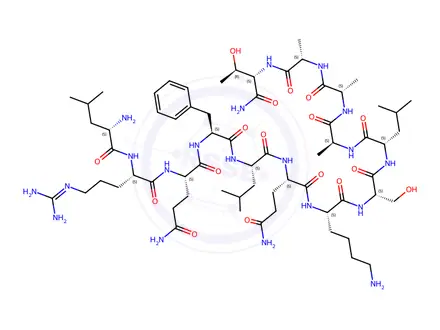 Chemical structure of NEURONOSTATIN-13 (MOUSE, RAT), H-LEU-ARG-GLN-PHE-LEU-GLN-LYS-SER-LEU-ALA-ALA-ALA-THR-NH2, TRIFLUOROACETATE