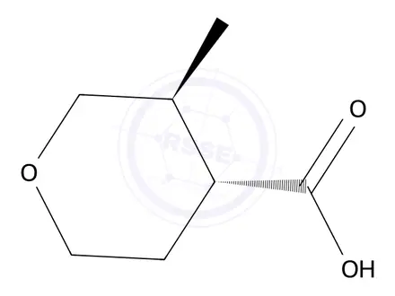 Chemical structure of (3S,4R)-3-methyltetrahydro-2H-pyran-4-carboxylic acid