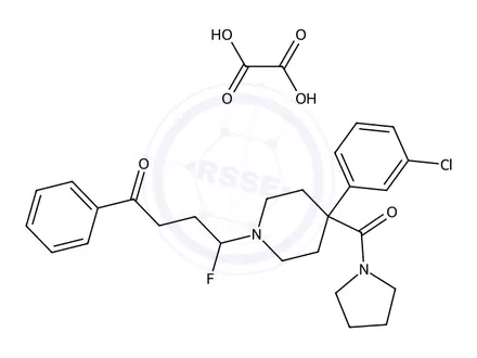 Chemical structure of 4-(4-(3-Chlorophenyl)-4-(pyrrolidine-1-carbonyl)piperidin-1-yl)-1-(4-fluorophenyl)butan-1-one oxalate
