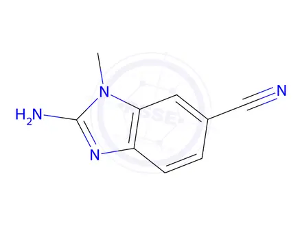 Chemical structure of 2-amino-1-methyl-1H-1,3-benzodiazole-6-carbonitrile