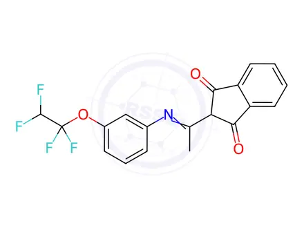Chemical structure of 2-(1-((3-(1,1,2,2-Tetrafluoroethoxy)phenyl)imino)ethyl)-1H-indene-1,3(2H)-dione