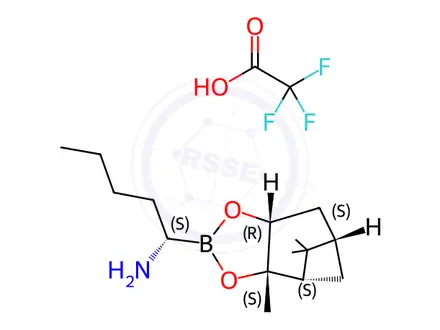 Chemical structure of (αS,3aS,4S,6S,7aR)-α-Butylhexahydro-3a,5,5-trimethyl-4,6-methano-1,3,2-benzodioxaborole-2-methanamine 2,2,2-Trifluoroacetate