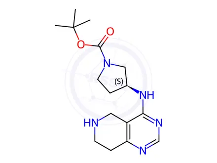 Chemical structure of Tert-butyl (S)-3-((5,6,7,8-tetrahydropyrido[4,3-d]pyrimidin-4-yl)amino)pyrrolidine-1-carboxylate